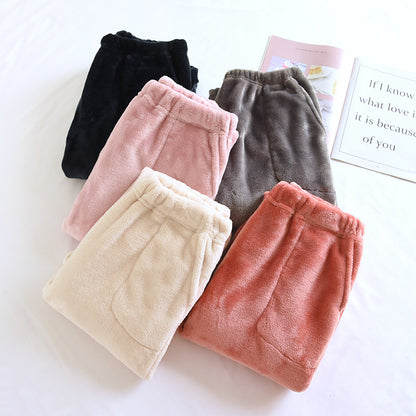 Flannel Women's Pajama Pants Fall/Winter Men's Loose Warm Simple New Couple's Home Pants Pants Winter One-Piece Hair