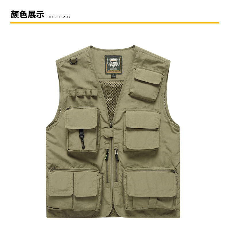 Four Seasons Photography Tooling Multi-Pocket Quick-Dry Vest Safety Waistcoat Logo Printing Men's and Women's Wear