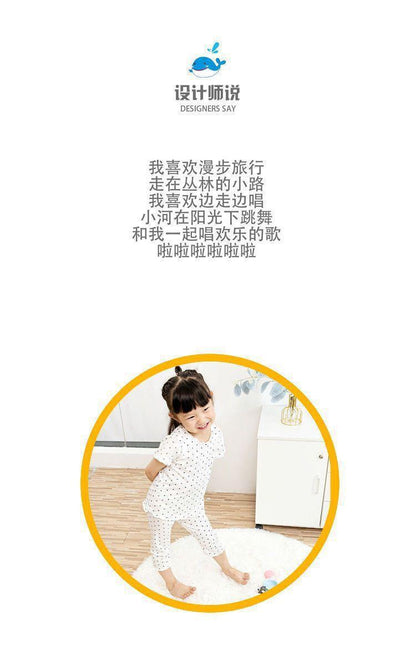 Children's Thin Short-Sleeved Air-Conditioned Clothing for Boys and Girls Summer Pajamas suit Can Wear Outfit Baby's Home Clothes Two-Piece Fashionable Set