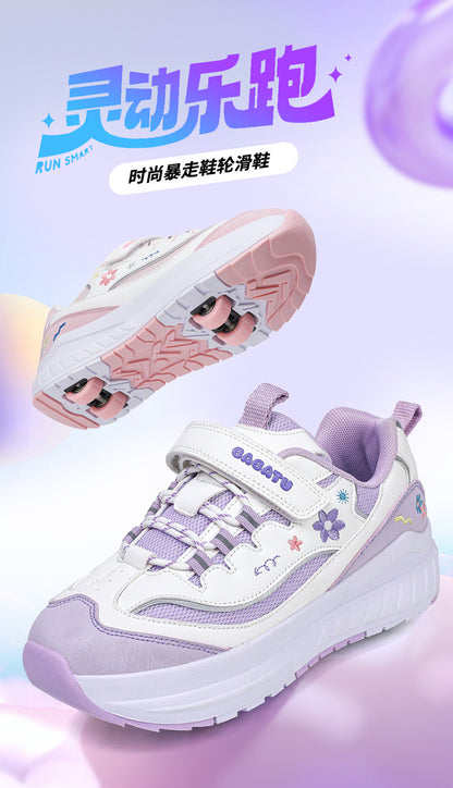 Girls' Heelys Sneakers 2025 Mesh Children's Shoes for Older Kids Roller Skates Girls' Four-Wheel Skates