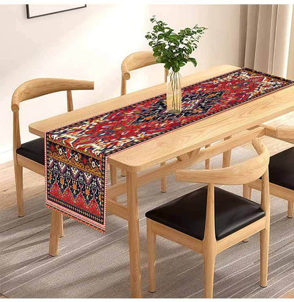 New European Style Textured Printed Table Flag Cross-Border Linen Restaurant Decoration Bohemian Style Long Tablecloth Wholesale