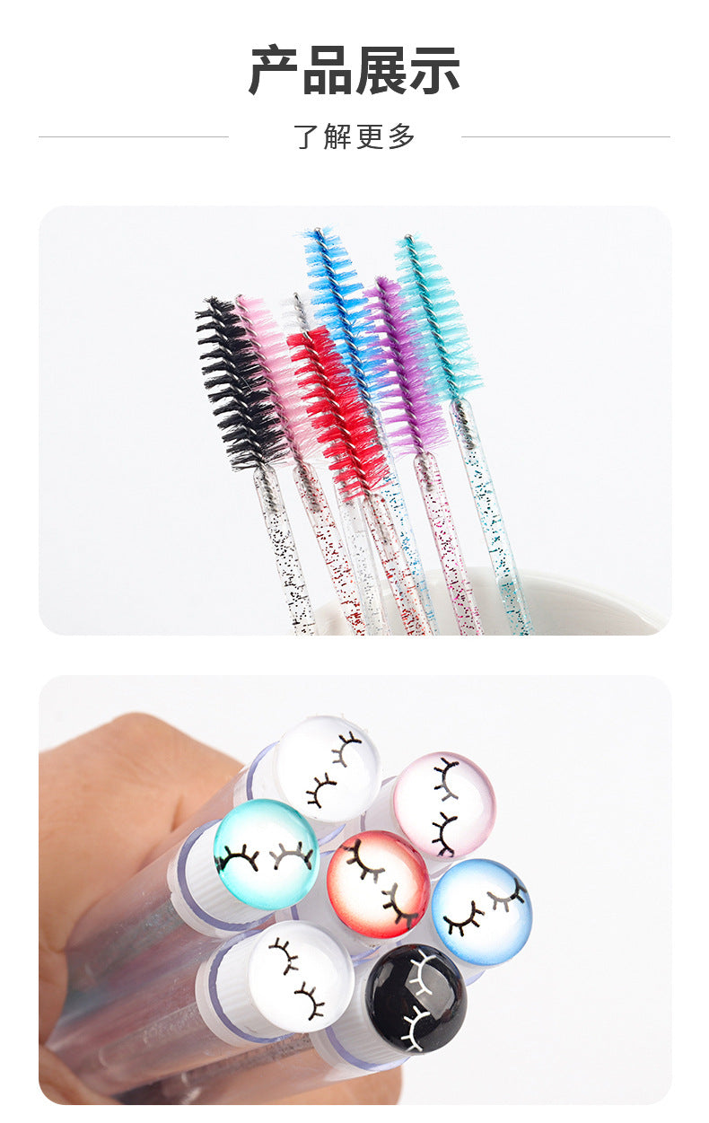 Wholesale in stock Keychain Smiley Hair Ball Tube Eyelash Brush New Cute Multicolor Eyelash Comb Beauty Makeup Tools