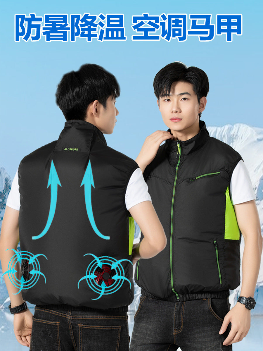 New sleeveless fan clothing air conditioning clothing summer outdoor heatstroke cooling clothes with fan Japan and South Korea cross-border wholesale