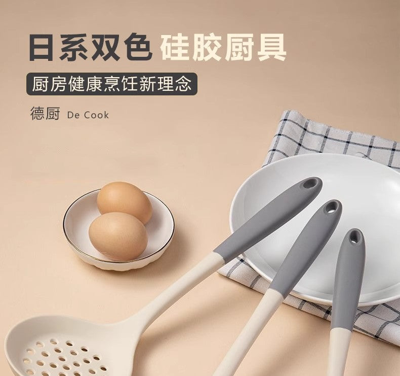 Wholesale gray two-color silicone spatula spoon household high temperature resistant non-stick pan cooking spatula soup spoon fishing fence kitchen suit