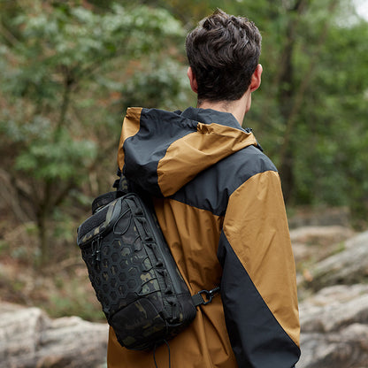 Men's Tactical Chest Bag, Crossbody Bag, Functional Outdoor Travel Lightweight Camouflage Shoulder Bag, Multi-Functional Lure Backpack