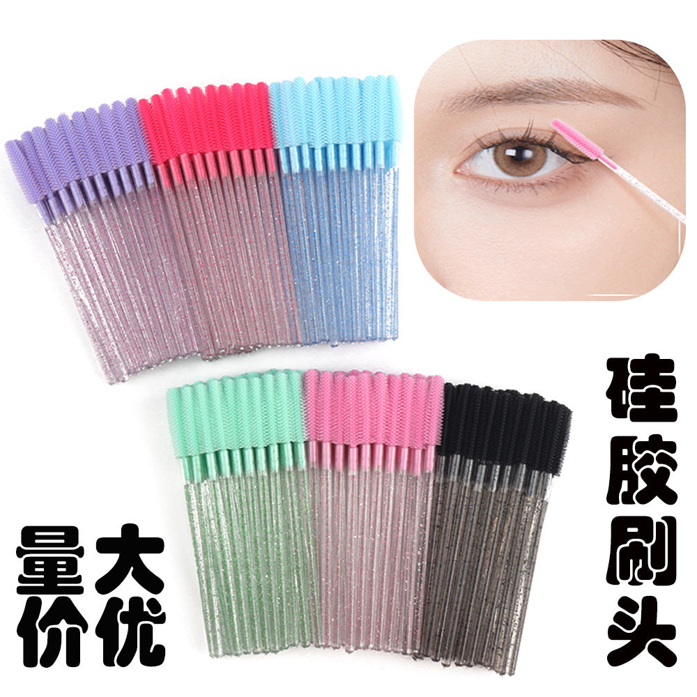 Wholesale foreign trade crystal rod silicone eyelash brush eyebrow brush color eyelash comb disposable eyelash combing tool
