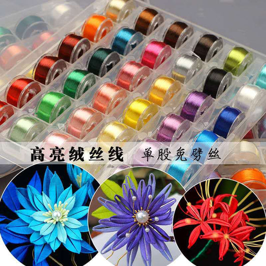 Wool thread winding flower thread small roll highlight handmade hairpin material embroidery thread hand bow ball thread cross stitch wire ice silk thread by PDG ibma
