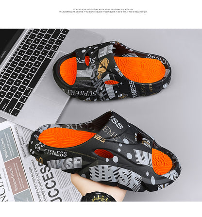 Coconut Slippers for Men to Wear Outside in Summer, Non-Slip Thick Soles for Stepping on Shit, Home Bathing, Men's Outdoor Sports Beach Sandals