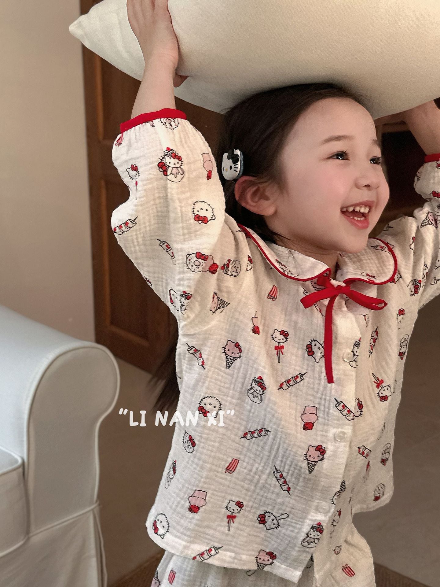 Princess Style Children's Lapel A-Class Cartoon Loungewear Set 2026 Spring New Baby Sweet and Cute Pajamas and Sleep Pants