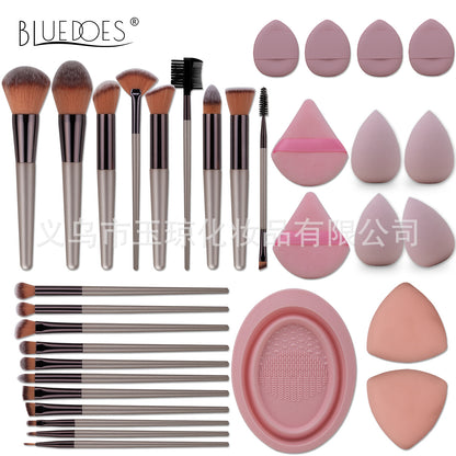 Cross-border explosions makeup brush suit 33-piece set beauty egg powder puff super soft eye shadow brush foundation brush beauty wholesale