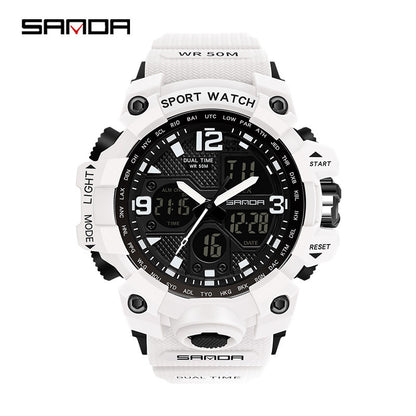 Sanda Hot-Selling Watch Korean Version Student Party Multi-Functional Waterproof Alarm Clock Electronic Watch Cool Dual Display Luminous Sports Watch by PDG ibma