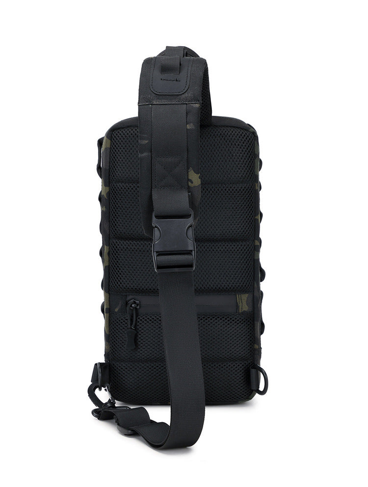 Men's Tactical Chest Bag, Crossbody Bag, Functional Outdoor Travel Lightweight Camouflage Shoulder Bag, Multi-Functional Lure Backpack