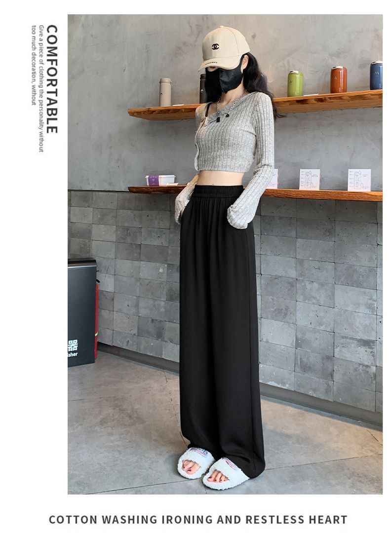 Wide Leg Pants Women's 2025 Summer Thin High Waist Dosing Straight Straight Pants Casual Loose All-match Slim-fit Mopping Pants