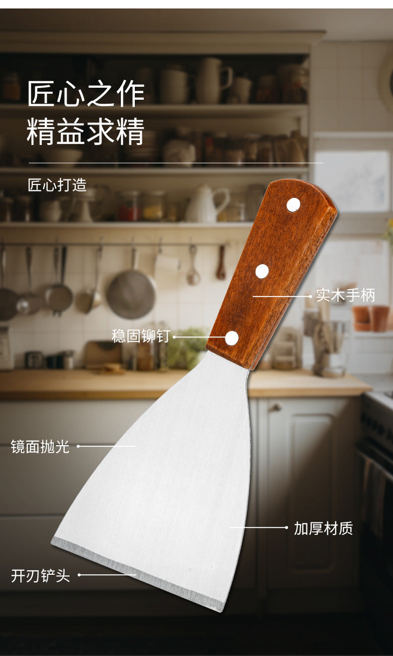 Triangle Stainless Steel Teppanyaki Grilling Shovel Multi-use Steak Hand-held Pancake Shovel Restaurant Teppanyaki Cuisine Gadget