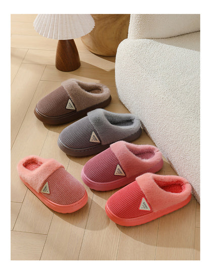 Slippers for Women Winter 2025 New Warm Indoor Home Non-Slip Thick-Soled Cotton Slippers Men's Wool Slippers Autumn and Winter