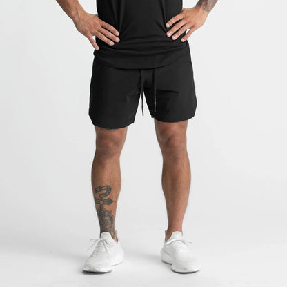 Crazy muscle men's shorts single layer woven quick-drying solid color running fitness sports casual American fifth pants