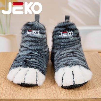 Cross-Border Autumn and Winter Yoga Shoes with Fleece Lining for Warmth, Indoor Shoes for Men and Women, Non-Slip, Silent, Slip-On, Closed-Toe, Soft Plush Cotton Shoes