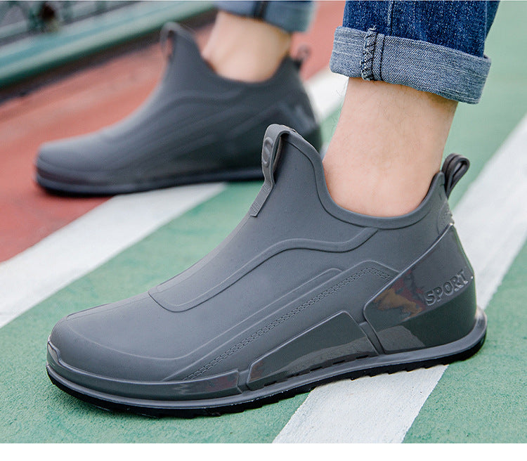 Cross-border Explosions Fashion Rain Boots Men's Non-slip Rubber Shoes Thick Sole Wear-resistant Outer Wear Rain Boots Non-slip Kitchen Water Shoes Men