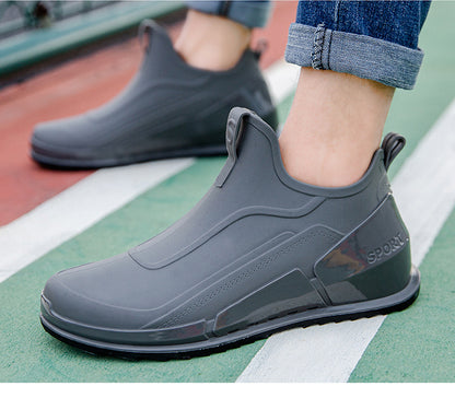 Cross-border Explosions Fashion Rain Boots Men's Non-slip Rubber Shoes Thick Sole Wear-resistant Outer Wear Rain Boots Non-slip Kitchen Water Shoes Men