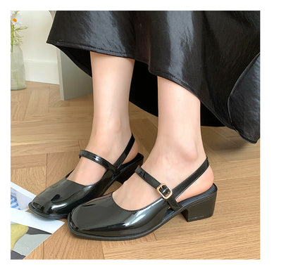 Cross-border Square Thick Heeled Baotou Sandals Women's 2025 Foreign Trade New Summer Fashion Women's Shoes Mary Jane Shallow Mouth Shoes