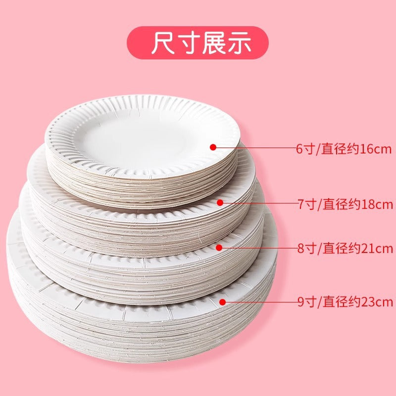20 Pack Birthday Cake Plate Picnic Party Tableware Paper Plate Kindergarten Art Painting White Paper Plate
