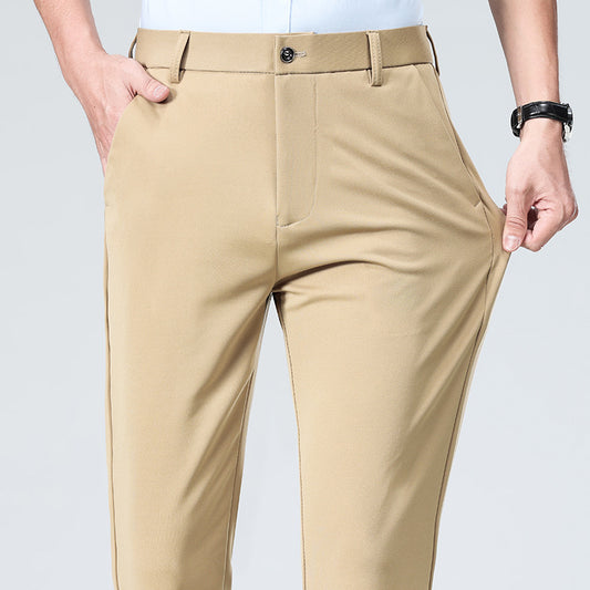 Wholesale casual pants men's four-sided elastic fabric summer ice silk pants trousers trousers high waist breathable iron-free formal trousers by PDG ibma