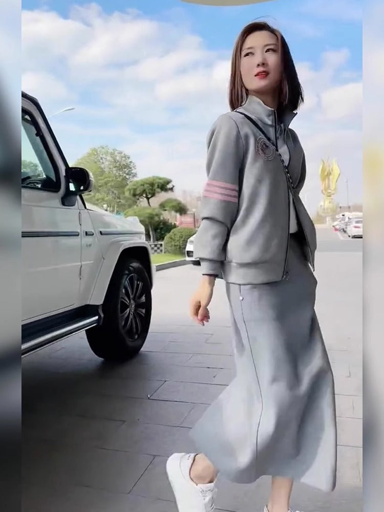 Spring Women's Shenzhen Nanyou New High-end Sense Fried Street Sweatshirt Dress Slim-fit Hip Skirt Two-piece Dress