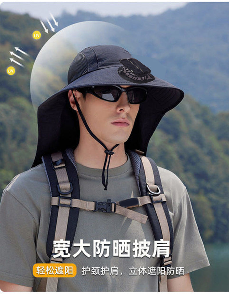 Solar Fan Hat, Summer Shawl, Neck Protection, Sun Protection Hat, Men's Outdoor Fishing and Hiking Hat, New Style Hat