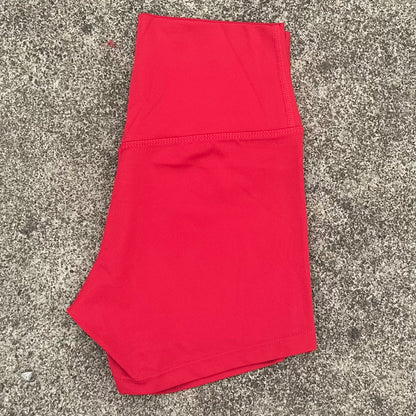 New Nude High-Waist Brushed Shorts Yoga Wear Nylon Shorts Women's Tight Yoga Three-Point Sports Shorts Peach