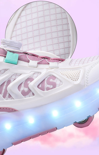 Cross-Border Children's Four-Wheel Roller Shoes, Boys' Light-Up Shoes, Detachable Girls' Student Sports Shoes, Children's Roller Skating Shoes