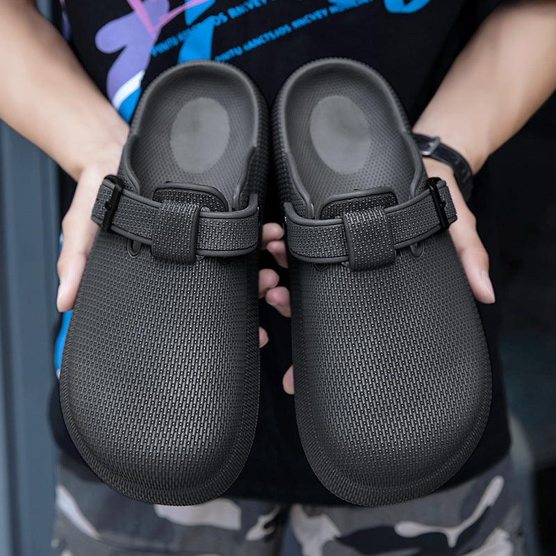 2025 Men's Closed-Toe Sandals Large Size Outdoor Non-Slip Thick-Soled Clogs Women's Half-Slip Couple's Same Style