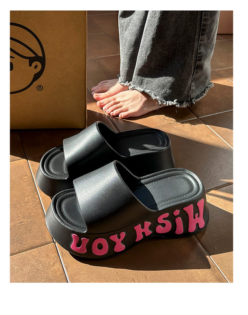 2025 Popular Height-Increasing Slippers for Women, Thickened, Soft, Comfortable, Non-Slip, Daily Beach Shower Universal Trendy Slippers