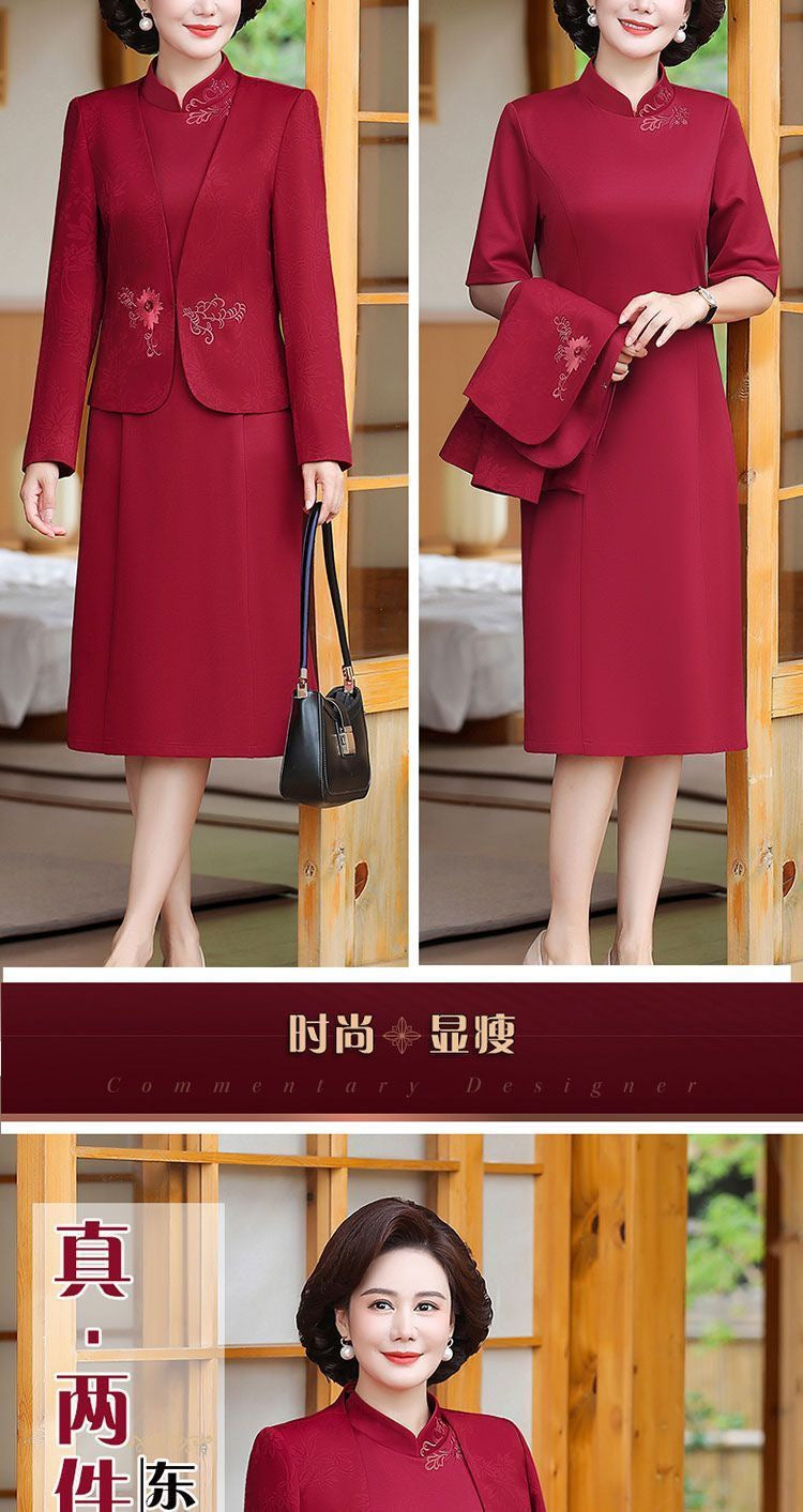 2024 New Chinese Mother's Wedding Dress Two-Piece Wedding Dress for dress Women's Spring and Autumn Middle Year Happy Mother-in-Law Wedding Dress