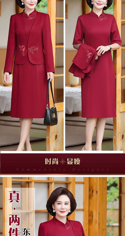 2024 New Chinese Mother's Wedding Dress Two-Piece Wedding Dress for dress Women's Spring and Autumn Middle Year Happy Mother-in-Law Wedding Dress