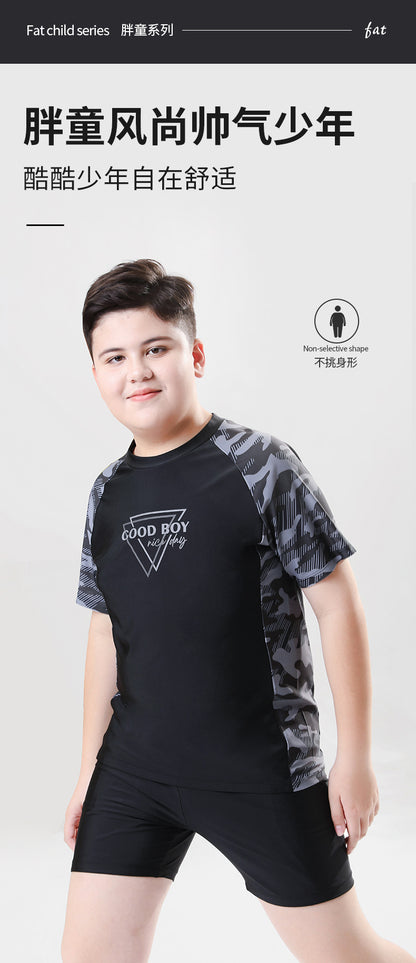 Children's Swimwear Boys' Big Children Split 2025 New Fat Children's Big Children's Hot Spring Swimming Trunks Youth Swimming suit