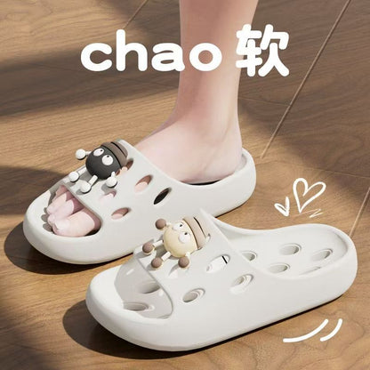 Bathroom Bath Slippers Women's Cartoon Eyes New Summer Home Dormitory Hotel Anti-slip Water Leakage Quick-drying Sandals for Men