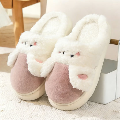 Cotton Slippers for Women in Autumn and Winter Home Non-Slip Thick-Soled Plush Indoor Home Slippers for Couples Plus Plush Slippers