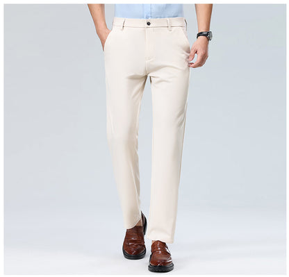 Wholesale casual pants men's four-sided elastic fabric summer ice silk pants trousers trousers high waist breathable iron-free formal trousers