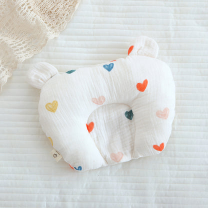 Class A cotton baby gauze baby anti-deflection head shaped pillow sweat-absorbing breathable Four Seasons suitable for newborn comfort pillow