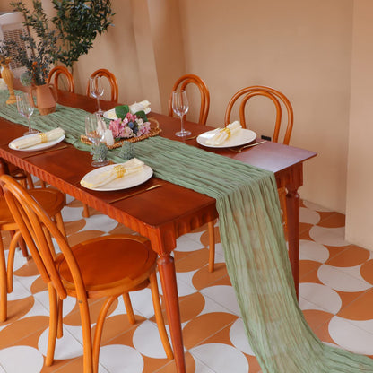 Cross-border foreign trade wholesale Bali yarn wrinkled table flag twist table flag tablecloth wedding party decoration wrinkled table flag