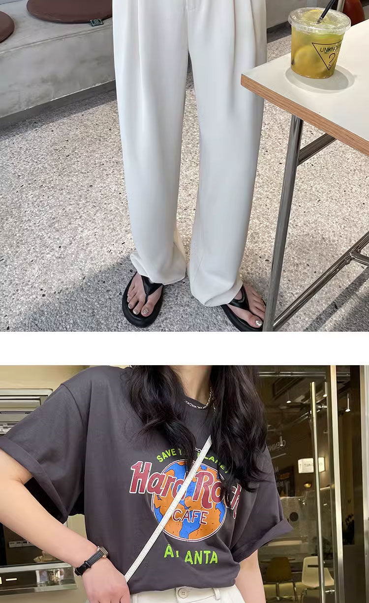 Gray Suit Pants for Women Spring and Summer New High-Waisted Double Pleated Slim Floor-Length Trousers Casual Straight Wide-Leg Pants