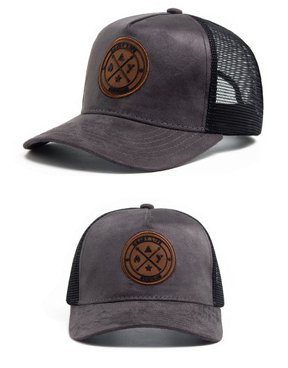 Summer Round Label Suede Baseball Cap Men's Mesh All-match Sunshade Women's Hip-hop Hat Trendy Foreign Trade Explosions in stock