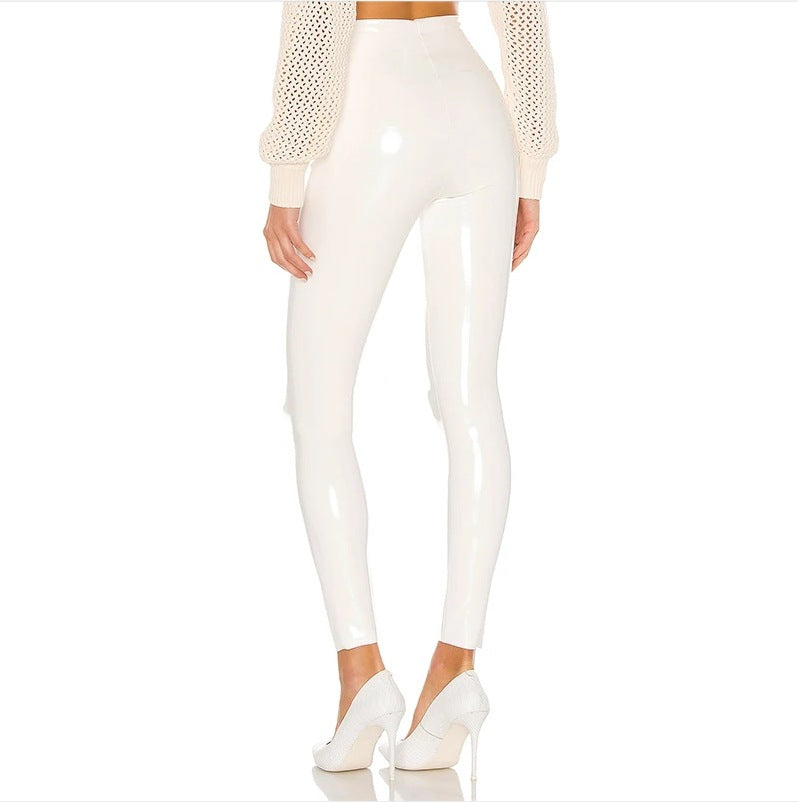 Cross-border Amazon Europe and America White Leather Pants Women's Cropped Pants Sexy PU Tight Slim Fit Summer Foreign Trade Hot Women's Clothing