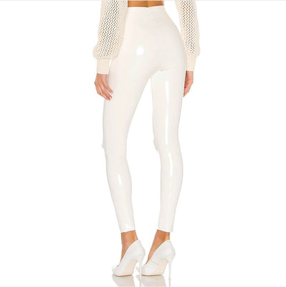 Cross-border Amazon Europe and America White Leather Pants Women's Cropped Pants Sexy PU Tight Slim Fit Summer Foreign Trade Hot Women's Clothing