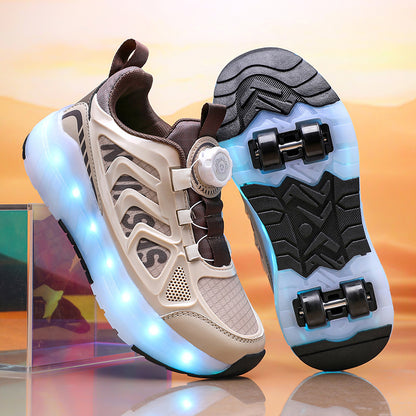 Cross-Border Children's Four-Wheel Roller Shoes, Boys' Light-Up Shoes, Detachable Girls' Student Sports Shoes, Children's Roller Skating Shoes