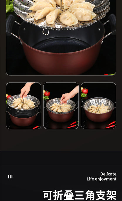 304 stainless steel retractable steamer household small steamer bag water-proof steamer multi-functional folding draining steamer wholesale