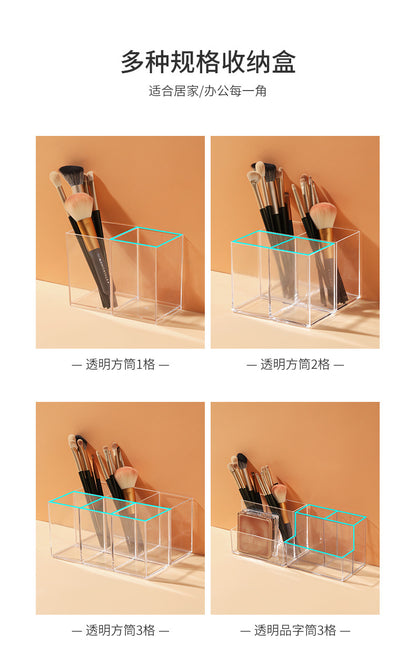 Pen Holder Desktop Stationery Storage Box Transparent Acrylic Multifunctional Student Pen Holder Office Note Pad Organizer Box