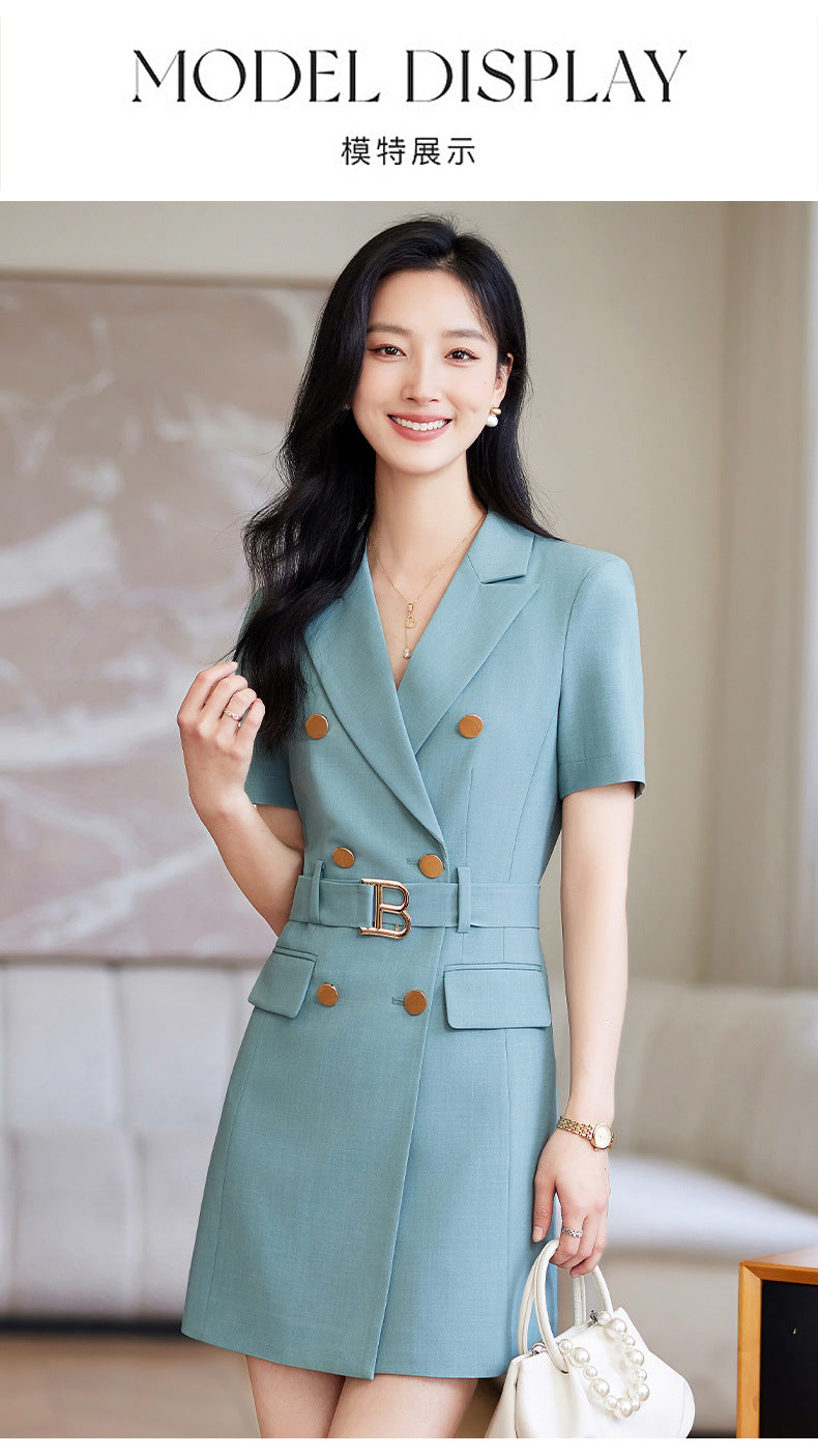 French Hepburn Style Small Black Dress High Sense High Cold Royal Sister Fried Street Small Fragrance Style Pleated Professional Suit dress Summer