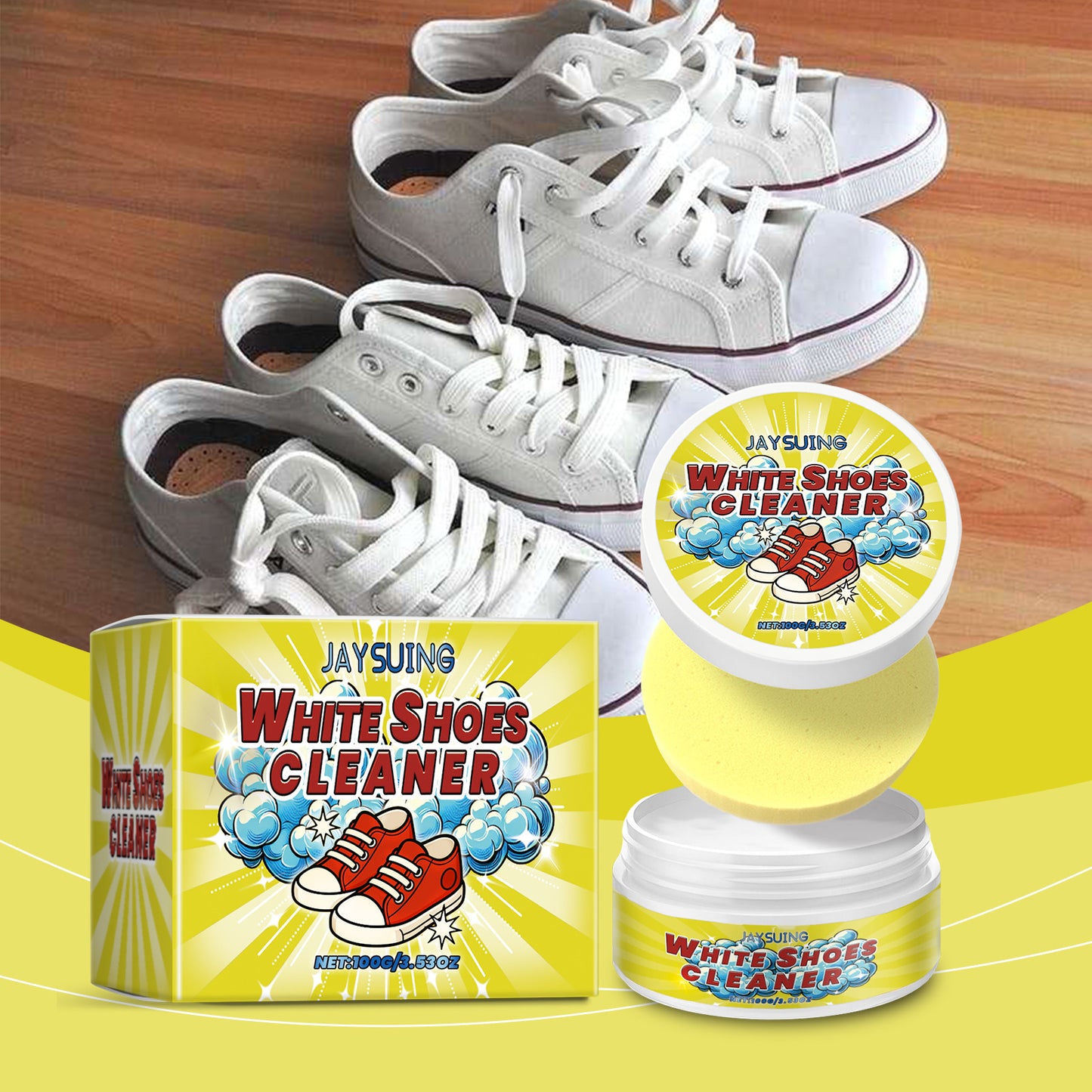 Jaysuing Shoe Cleaning Paste Gentle Cleansing, Removes Dirt, Prevents Dust, Renews Shoes, Universal Cleaning Paste