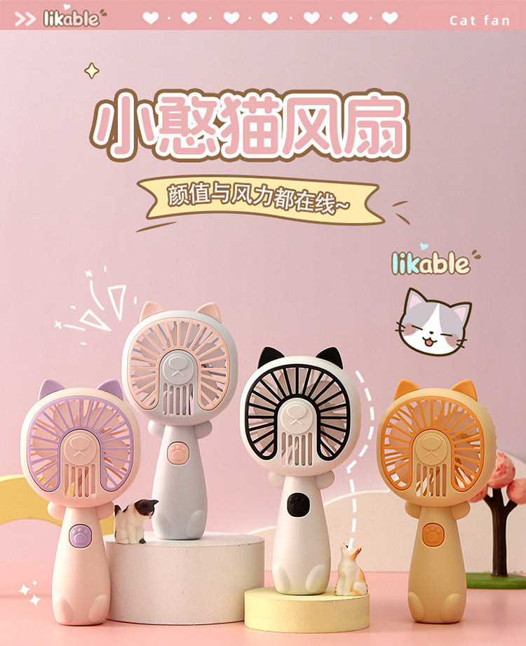 New cartoon mini fan summer outdoor portable USB rechargeable fan student dormitory desktop fan